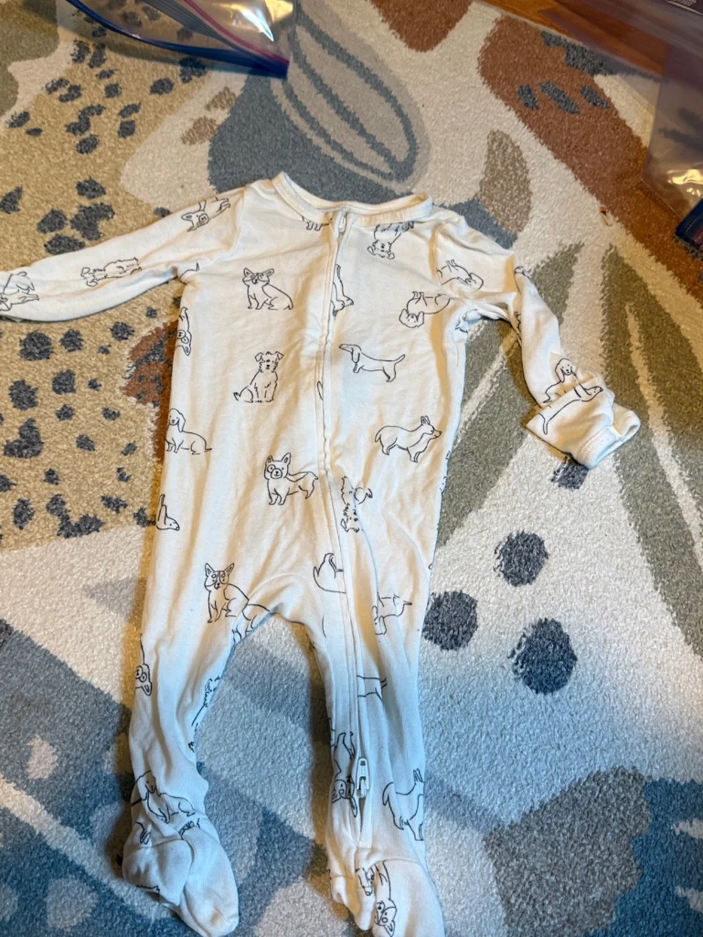 Cloud Island Cream Baby Footed Pajamas with Dog Print 0-3mo
